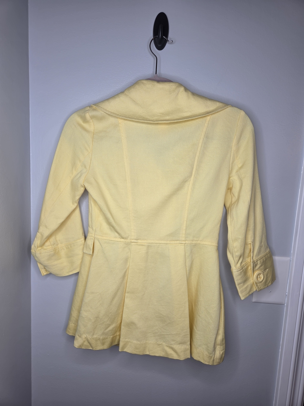 Candie's Soft Yellow Double-Breasted Pea Coat - Picture 3 of 15